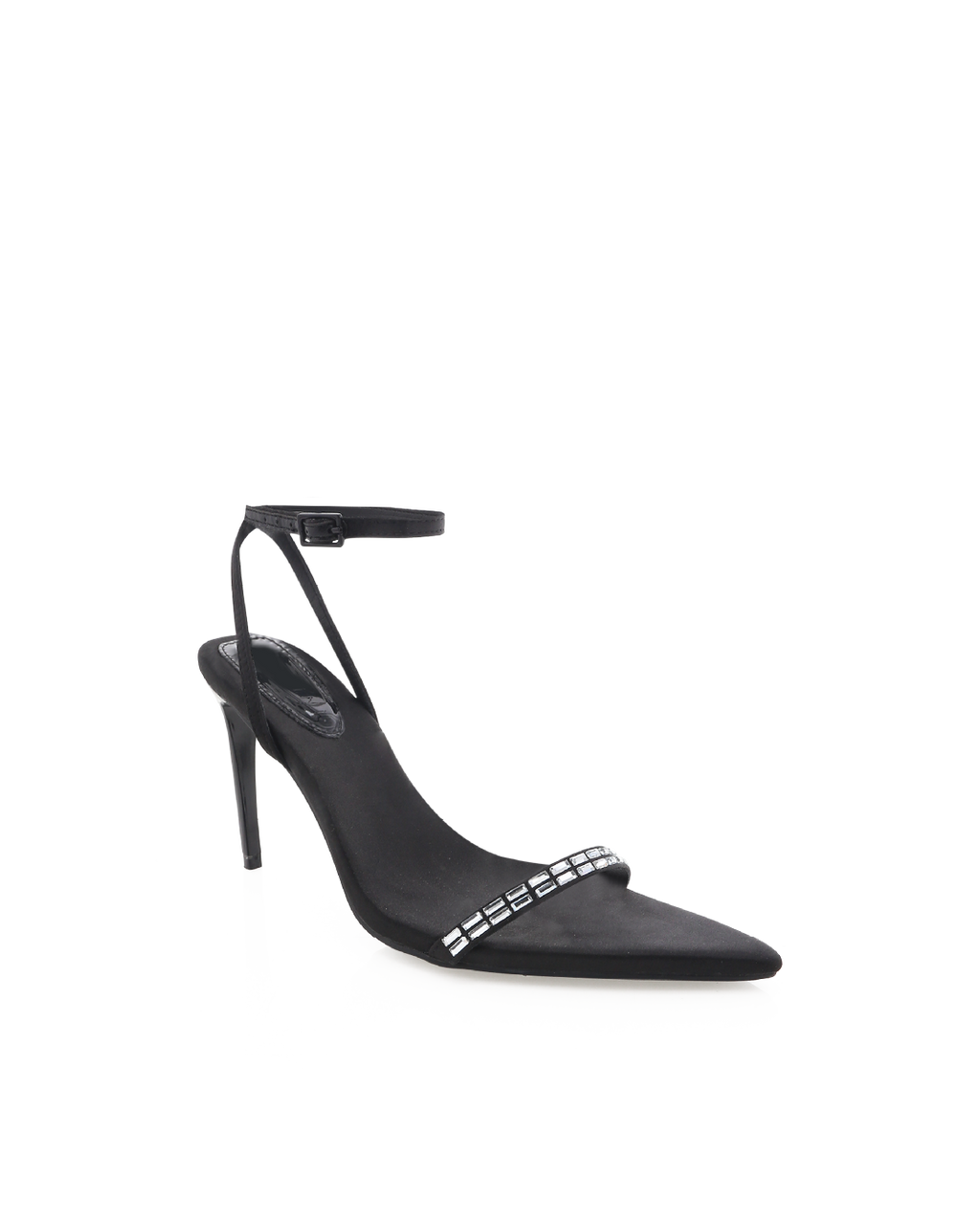 LEONORA - BLACK SATIN-DIAMANTE
